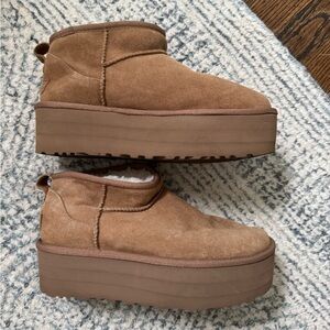 UGG Brown Platform Slip-On Shoes